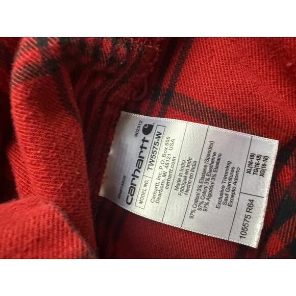 Carhartt Shirt Rugged Flex Relax Fit Women Size XL Buffalo Plaid Flannel - Picture 4 of 9